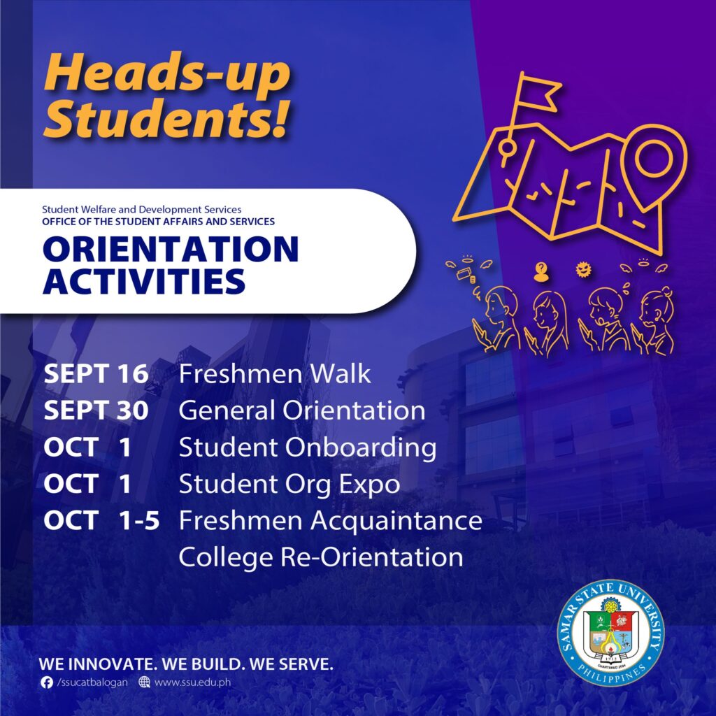 20240829 Schedule for diff student orientation activities